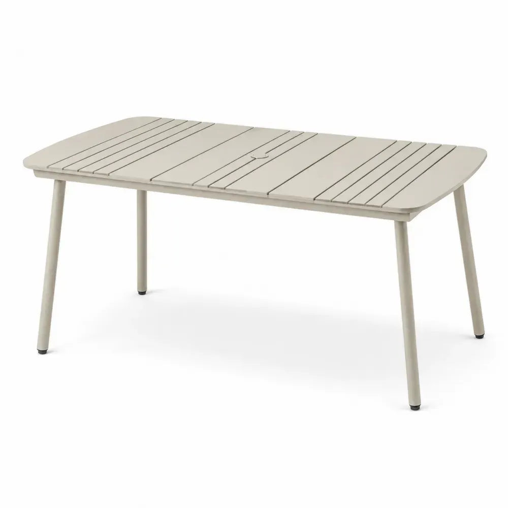 Rechteckiger Gartentisch Esstisch aus pulverbeschichtetem Aluminium Beige 150 x 90 x 74 cm
