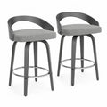 2er Set Barhocker gepolstert mit halbkreisförmiger Rückenlehne Polyestergewebe Stahl Grau Dunkelgrau 51 x 51 x 88 cm