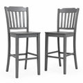 2er Set Barhocker mit Rückenlehne rechteckiger Sitzfläche Kautschukholz Massivholz Grau 44 x 48 x 112 cm