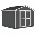 Gartenschuppen Gerätehaus mit Doppeltür Polypropylen Satteldach rechteckig Anthrazit Weiß Schwarz 210 x 130 x 180 cm