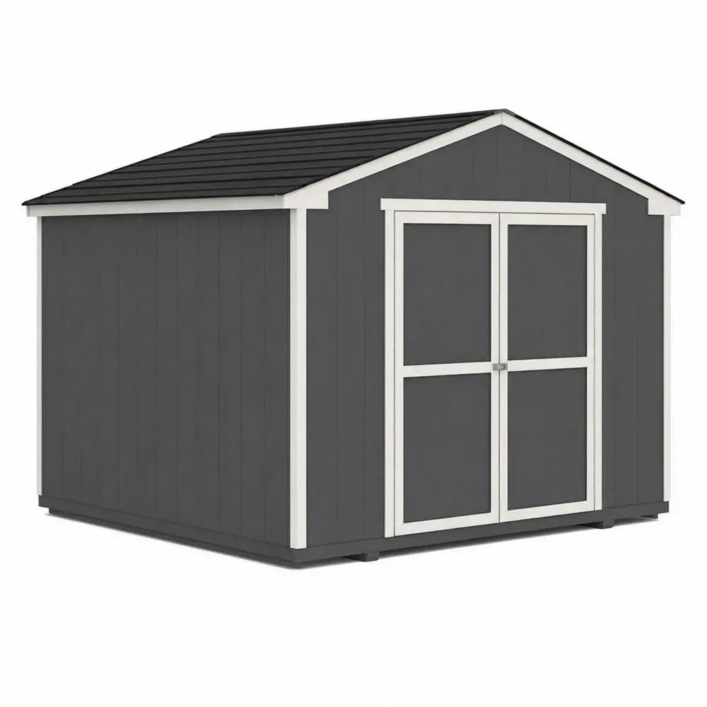 Gartenschuppen Gerätehaus mit Doppeltür Polypropylen Satteldach rechteckig Anthrazit Weiß Schwarz 210 x 130 x 180 cm