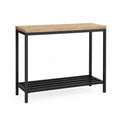 Konsolentisch mit Lamellenablage MDF Eichenoptik Stahlrahmen rechteckig Eiche hell Schwarz 120 x 35 x 80 cm