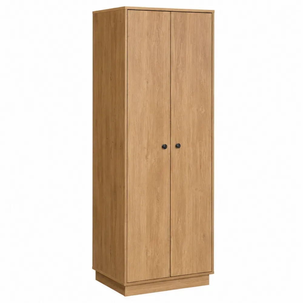 Kleiderschrank mit 2 Drehtüren aus melaminbeschichteter Spanplatte rechteckig Eiche Schwarz B 80 x T 52 x H 180 cm