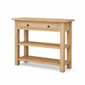 Konsolentisch mit 1 Schublade 2 Ablageböden MDF Eichenfurnier Kautschukholz rechteckig Naturfarben Schwarz 100 x 35 x 82 cm