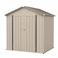 Gartenschuppen Gerätehaus mit Doppeltür Satteldach verzinkter Stahl rechteckig Beige Dunkelgrau Silberfarben 213 x 191 x 195 cm