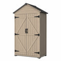 Gartenschuppen Gerätehaus mit Doppeltür Polypropylen Satteldach rechteckig Beige Schwarz 130 x 74 x 218 cm