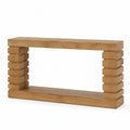 Konsolentisch mit Ablage MDF Eichenfurnier Blockstützen rechteckig Naturbraun 120 x 35 x 80 cm