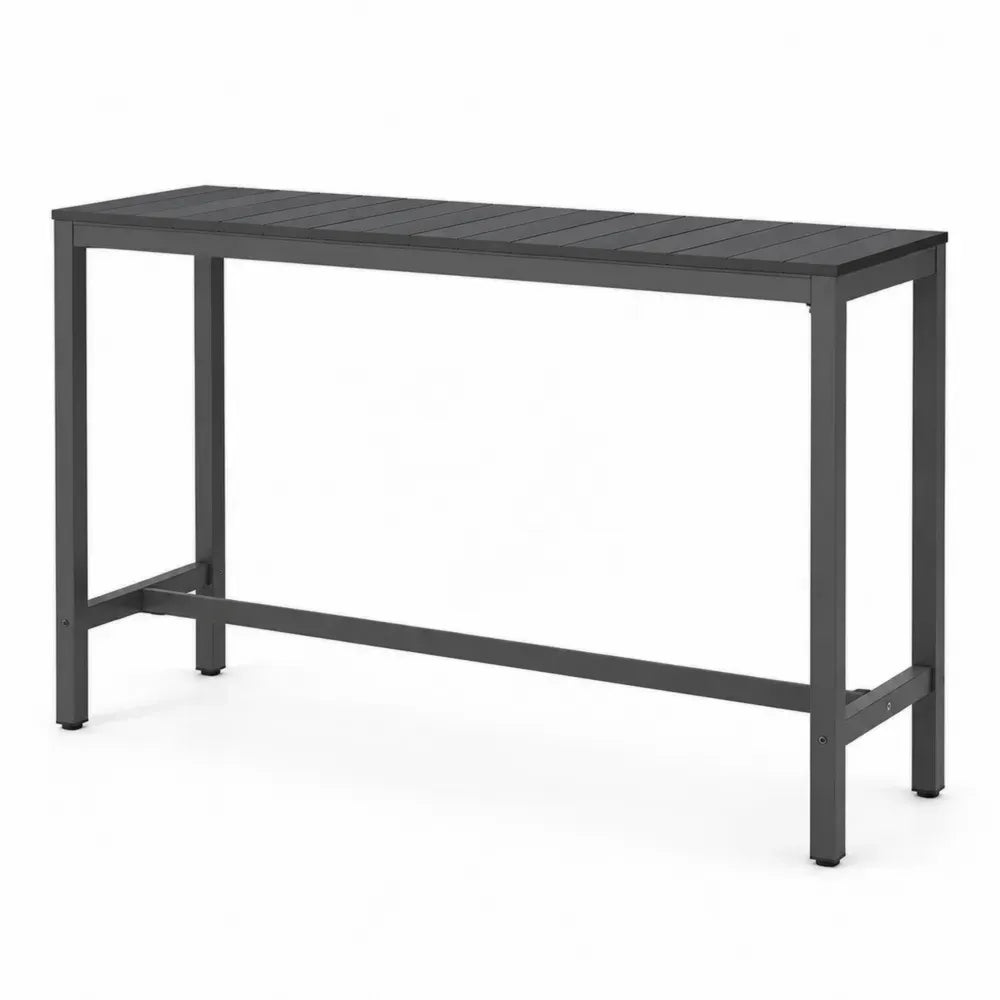 Rechteckiger Gartentisch Stehtisch aus pulverbeschichtetem Stahl Schwarz Dunkelgrau 120 x 40 x 90 cm